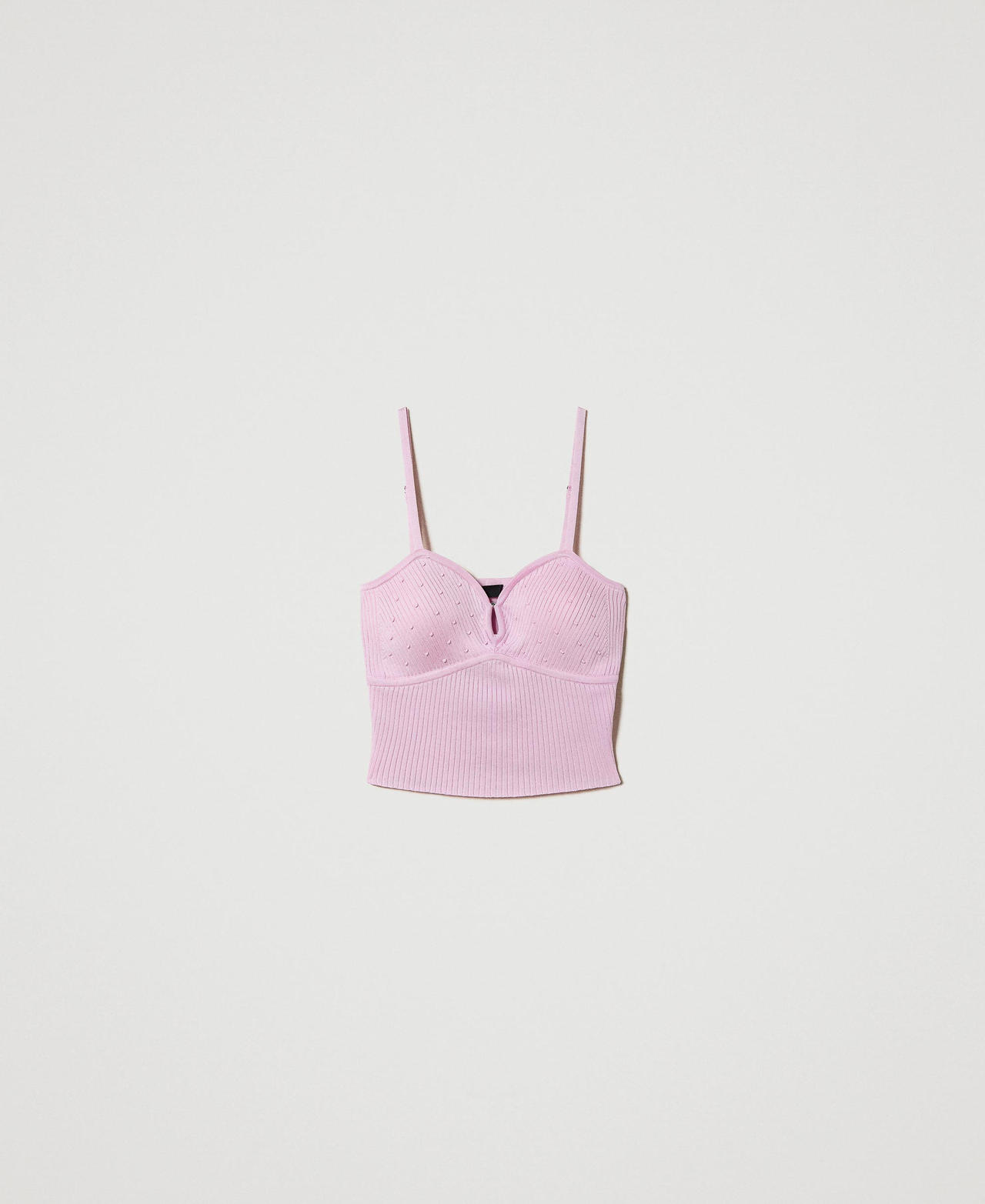 Scee by twin set Top in filato riciclato con perline