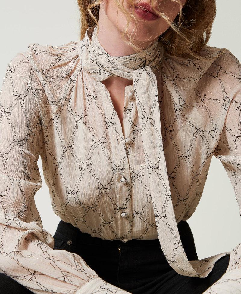 Scee by twin set Camicia in creponne con stampa fiocchi Sottocosto