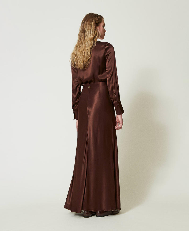 Scee by twin set Gonna lunga in raso con drappeggio Sconto