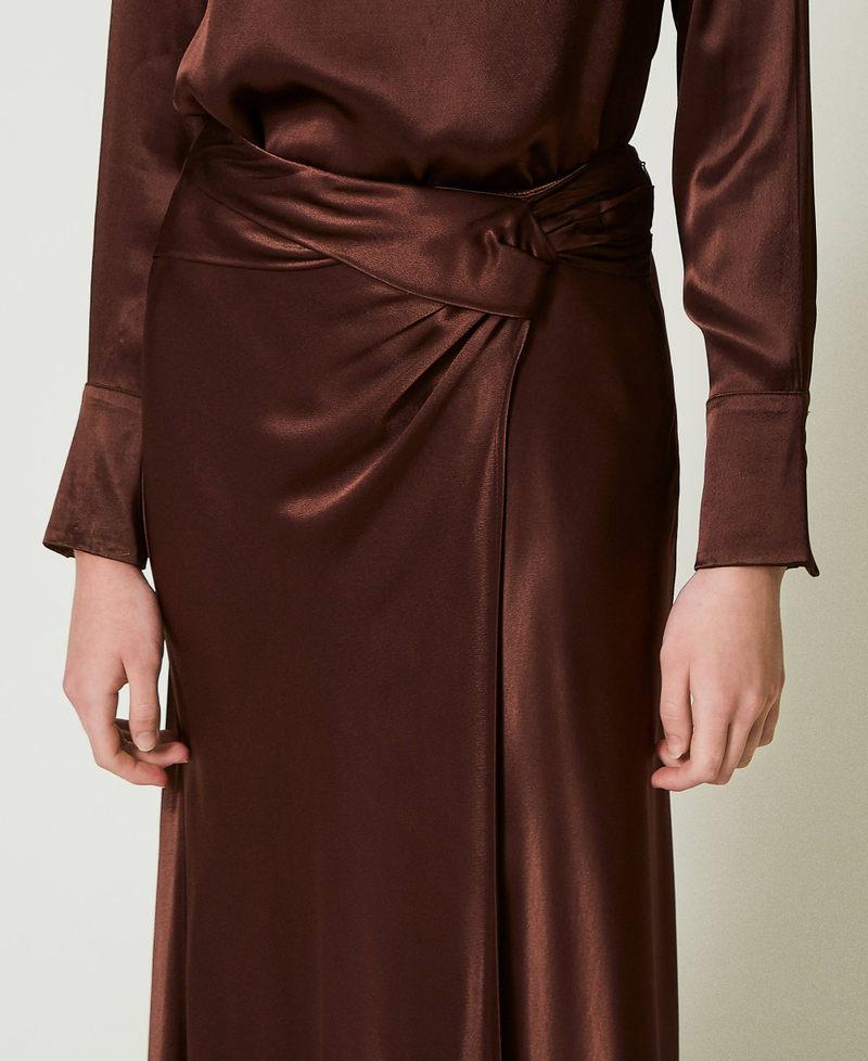 Scee by twin set Gonna lunga in raso con drappeggio Sconto