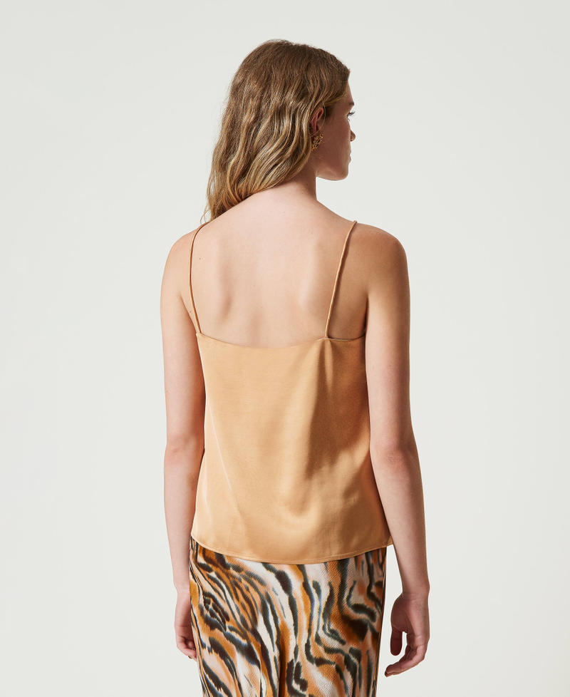 Scee by twin set Top in raso con scollo dritto Saldi Di Fabbrica