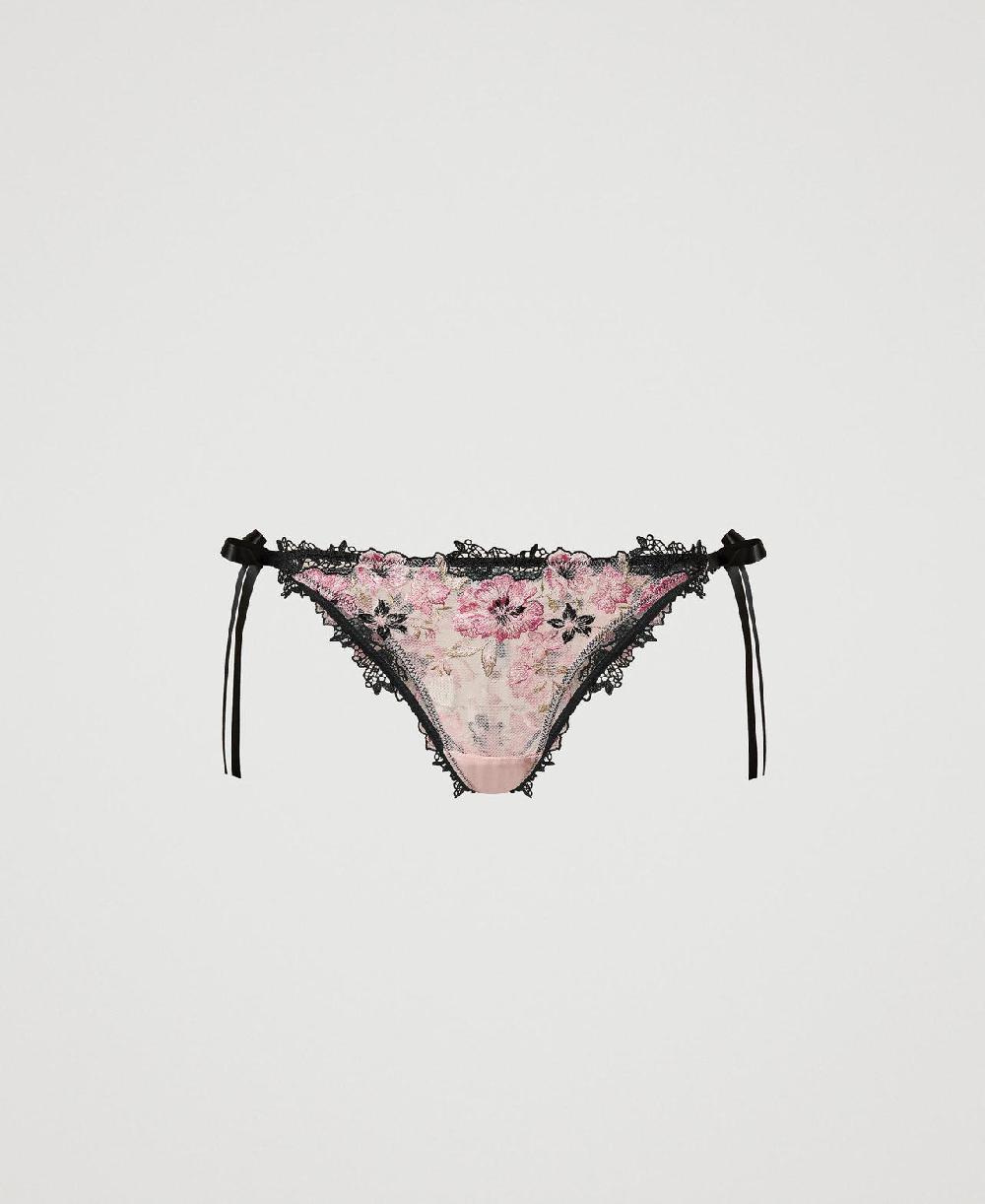 Scee by twin set Slip brasiliana in tulle con fiocchi