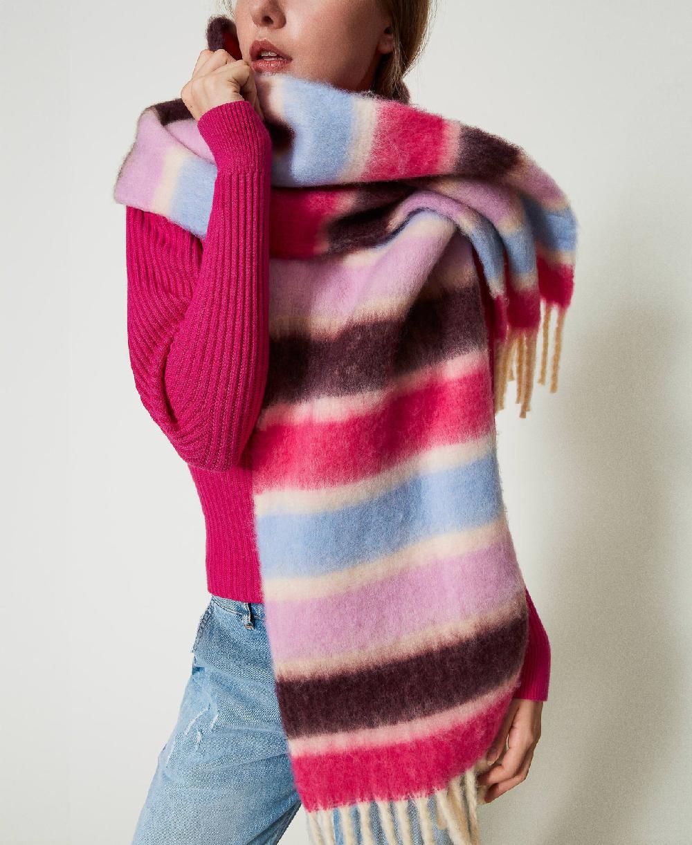 Scee by twin set Sciarpa a righe multicolor con frange