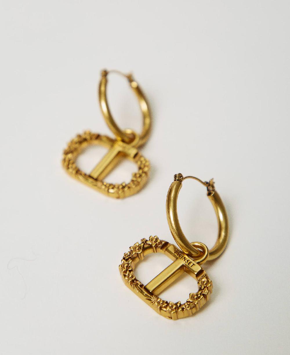 Scee by twin set Orecchini ad anello con Oval T floreale Nuovo