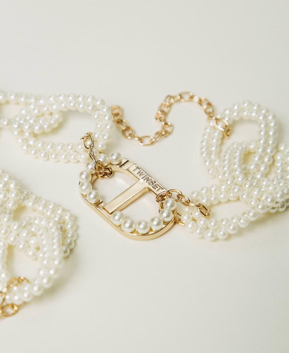 Scee by twin set Collana con catena di perle e Oval T Vendita