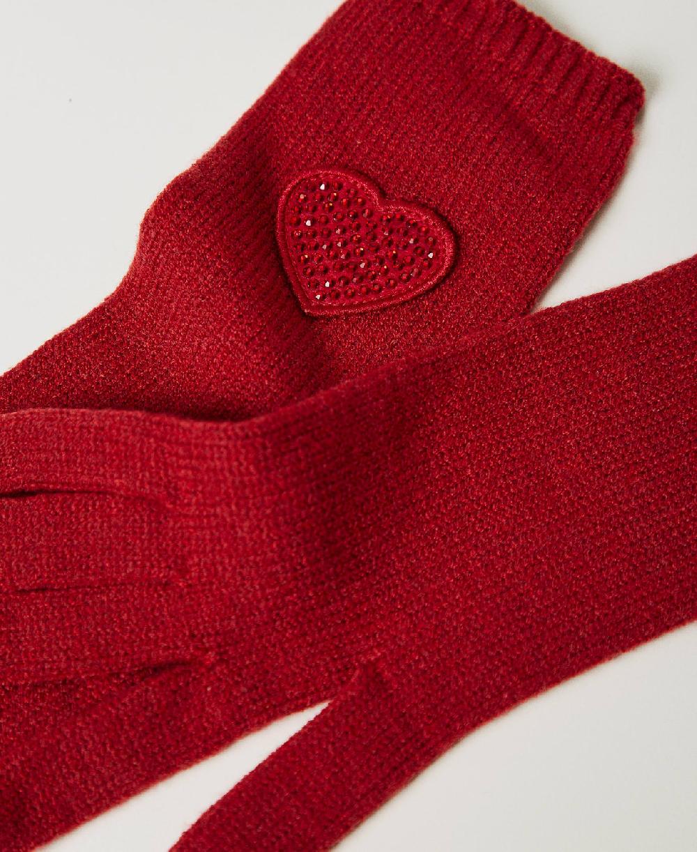 Scee by twin set Guanti in maglia con patch a cuore Promozione Limitata
