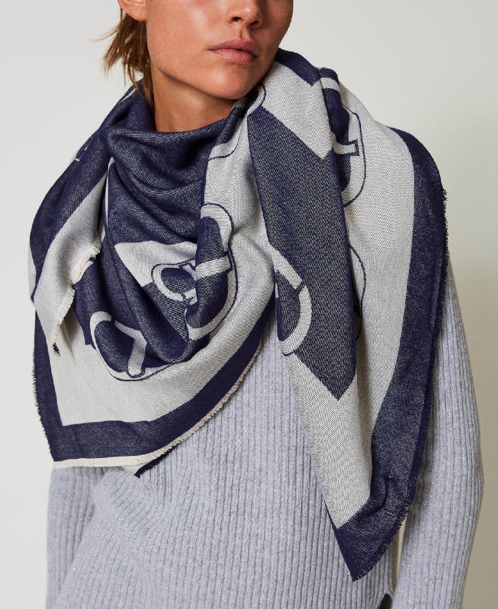 Scee by twin set Kefiah jacquard con logo Novità