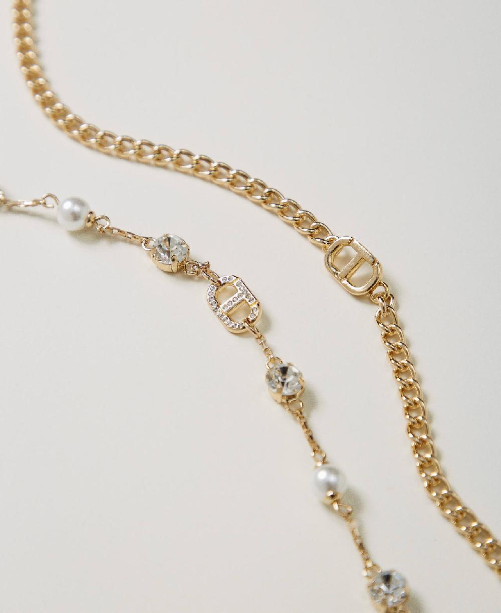 Scee by twin set Collana multifilo con strass e Oval T Saldi