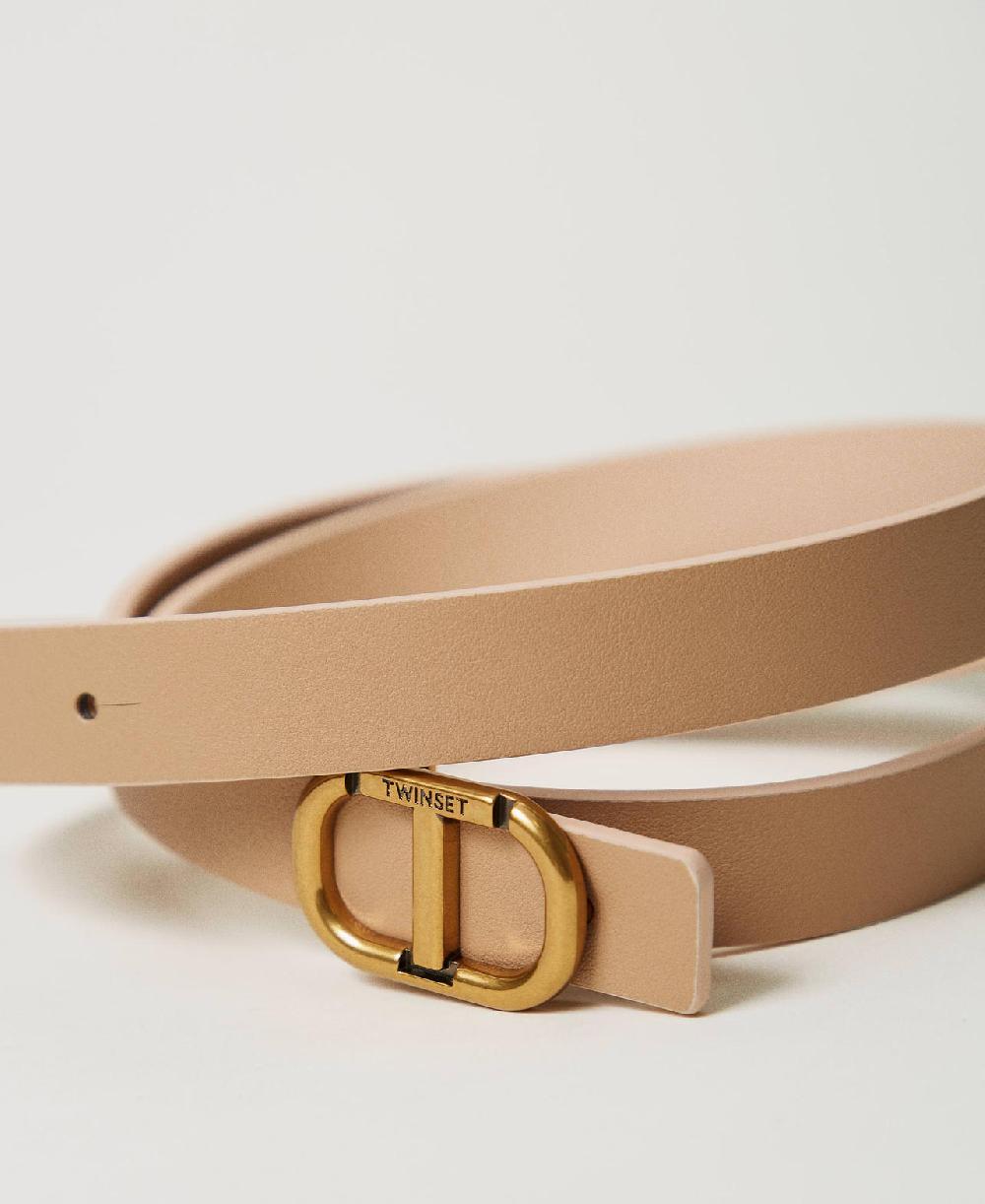 Scee by twin set Cintura reversibile sottile in pelle con Oval T Comprare a buon mercato