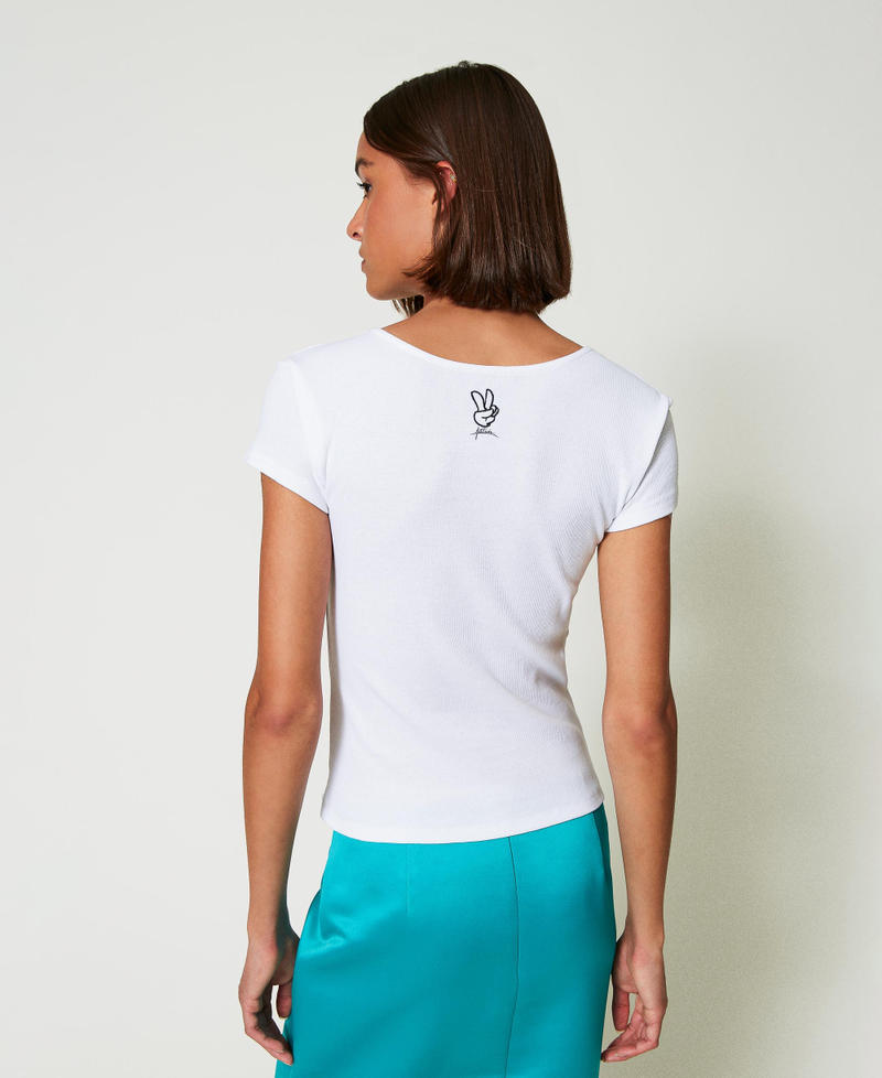 Scee by twin set T-shirt a costine con nodo Offerta San Valentino
