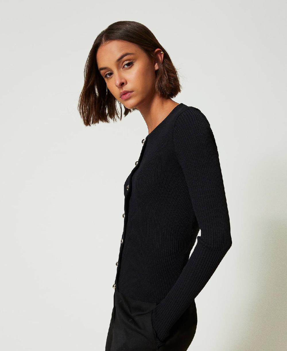 Scee by twin set Cardigan a costine con borchie Offerta Anniversario