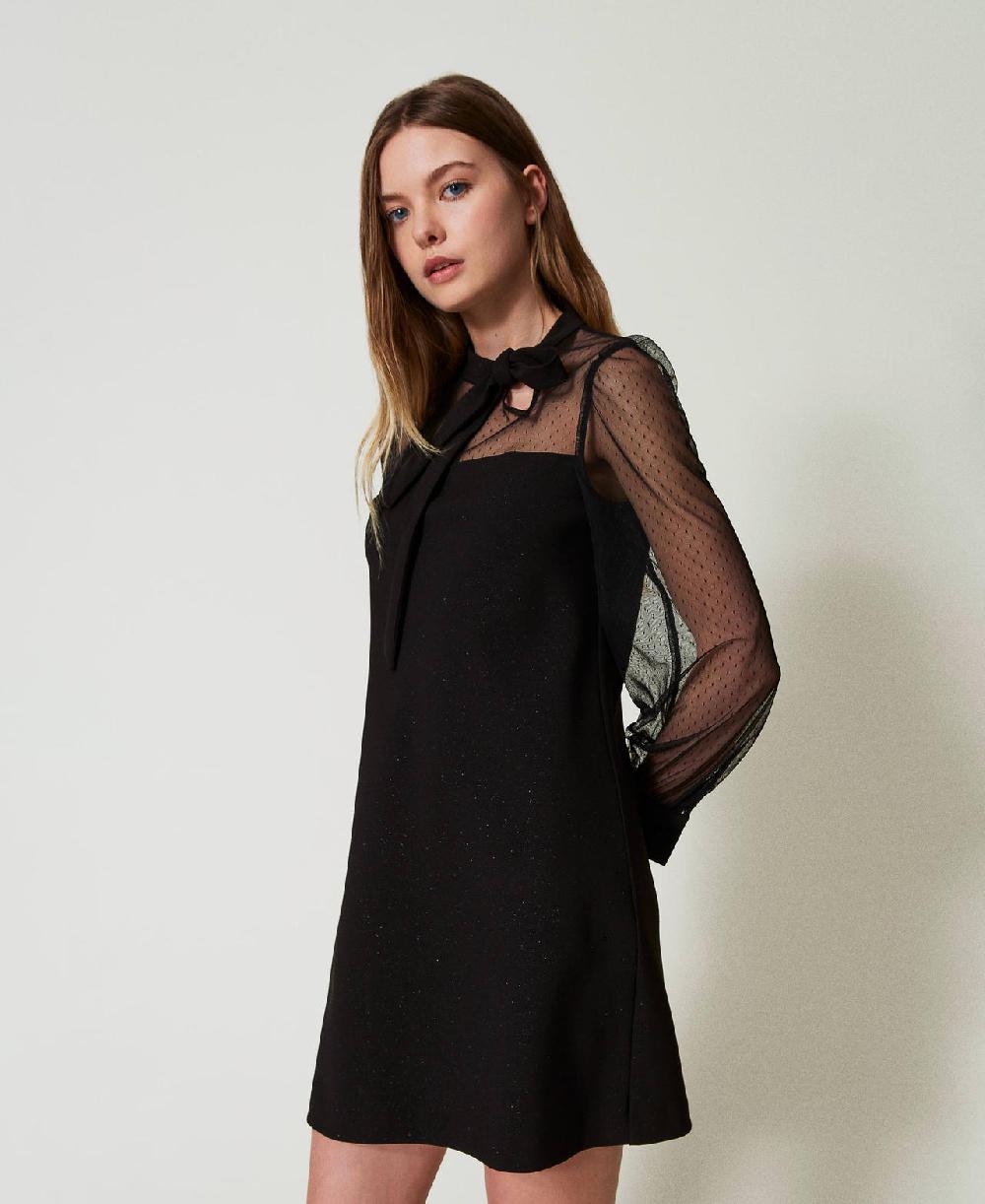 Scee by twin set Abito corto con tulle plumetis Online Outlet