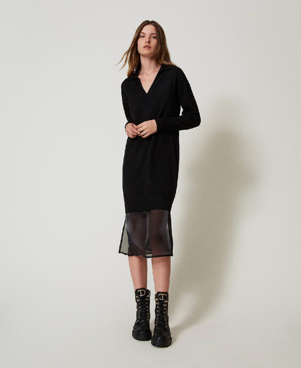 Scee by twin set Abito longuette in maglia con sottoveste Nuovi prodotti