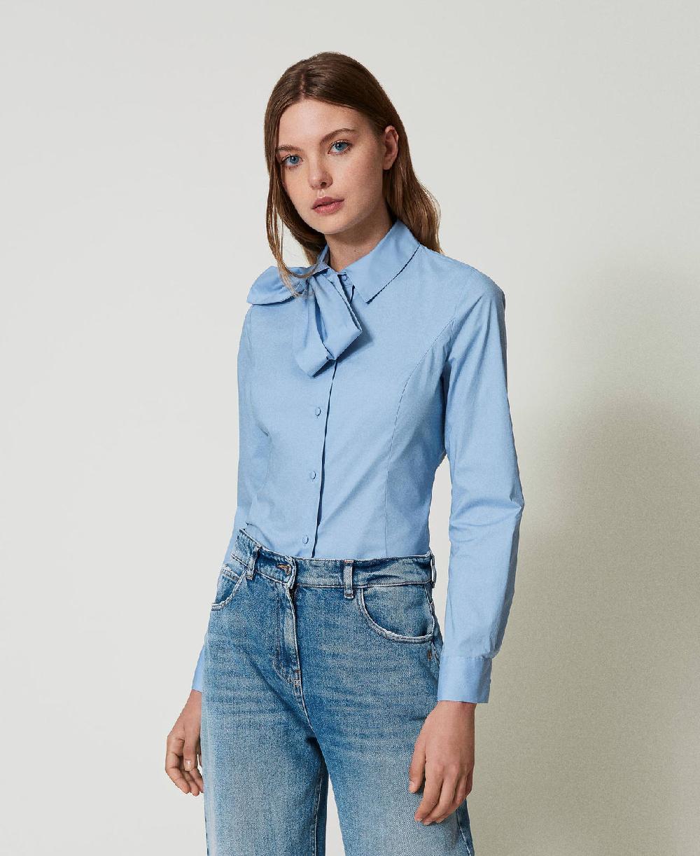 Scee by twin set Camicia in popeline con fiocco Offerte stagionali