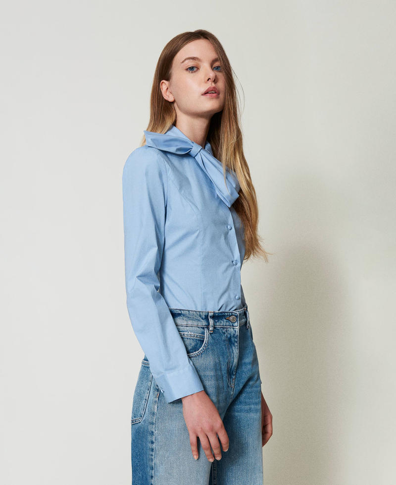 Scee by twin set Camicia in popeline con fiocco Offerte stagionali
