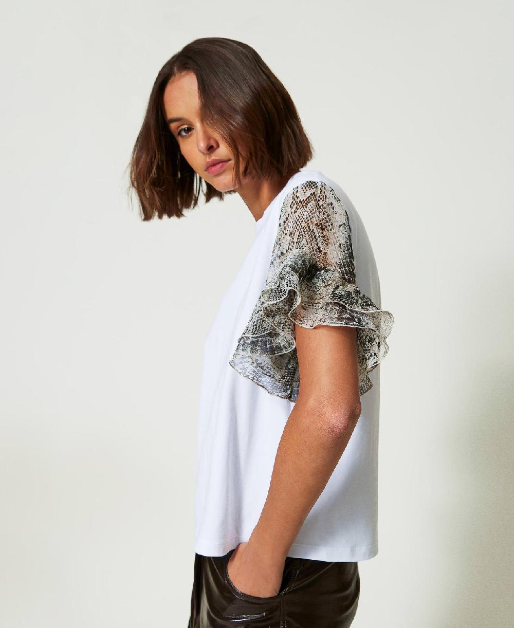 Scee by twin set T-shirt con maniche a stampa snake Liquidazione