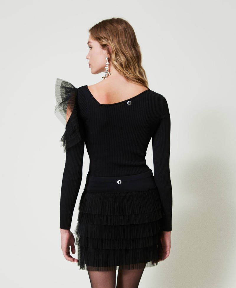 Scee by twin set Maglia fitted con cut-out e tulle Offerte giornaliere