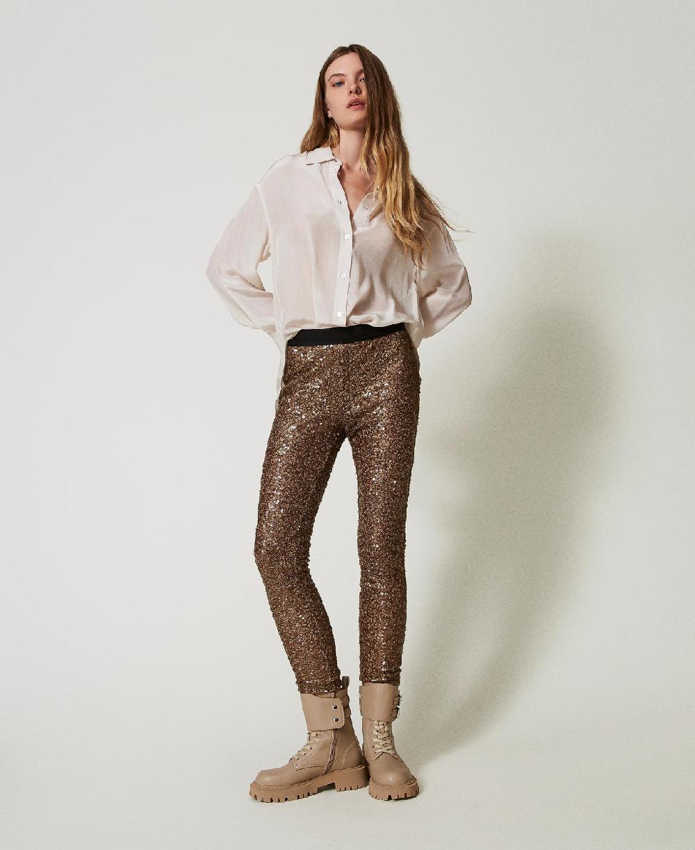 Scee by twin set Leggings MYFO in full paillettes Rilascio limitato