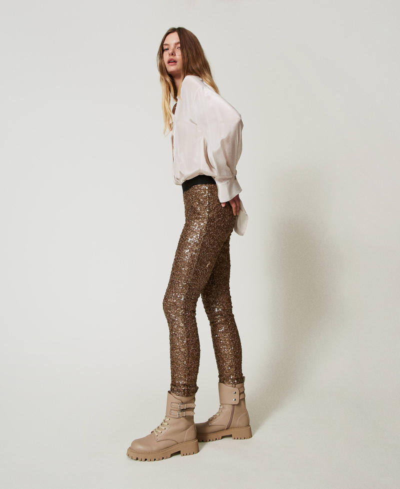 Scee by twin set Leggings MYFO in full paillettes Rilascio limitato