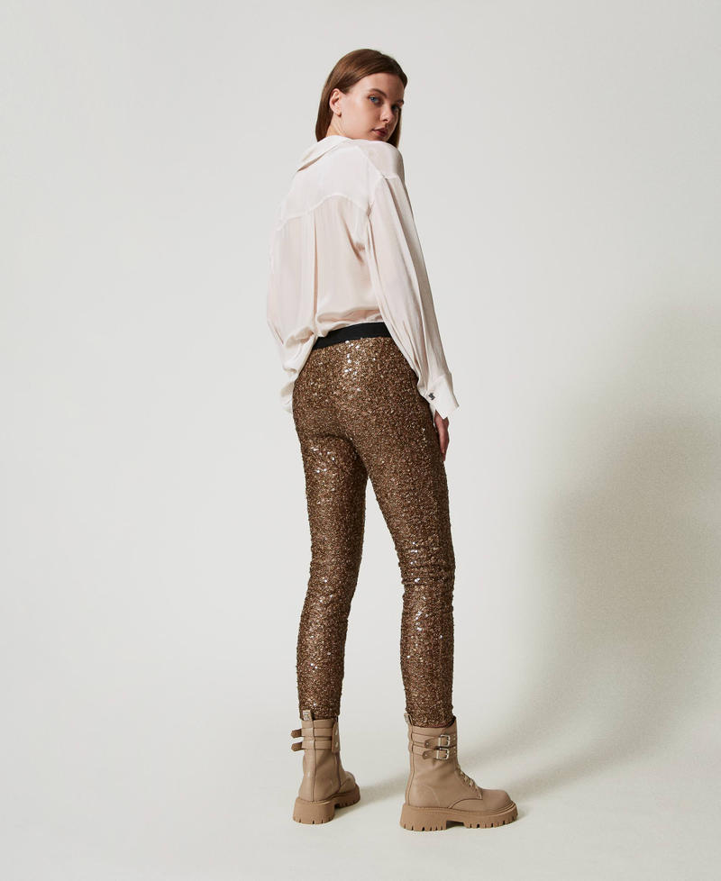 Scee by twin set Leggings MYFO in full paillettes Rilascio limitato