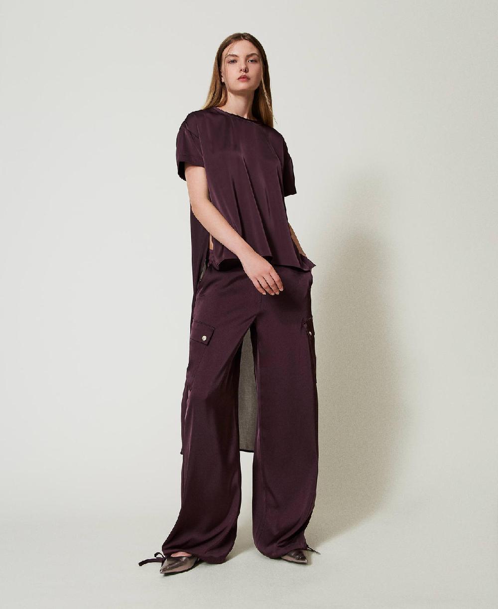 Scee by twin set Blusa asimmetrica in raso e georgette Ultimi due giorni