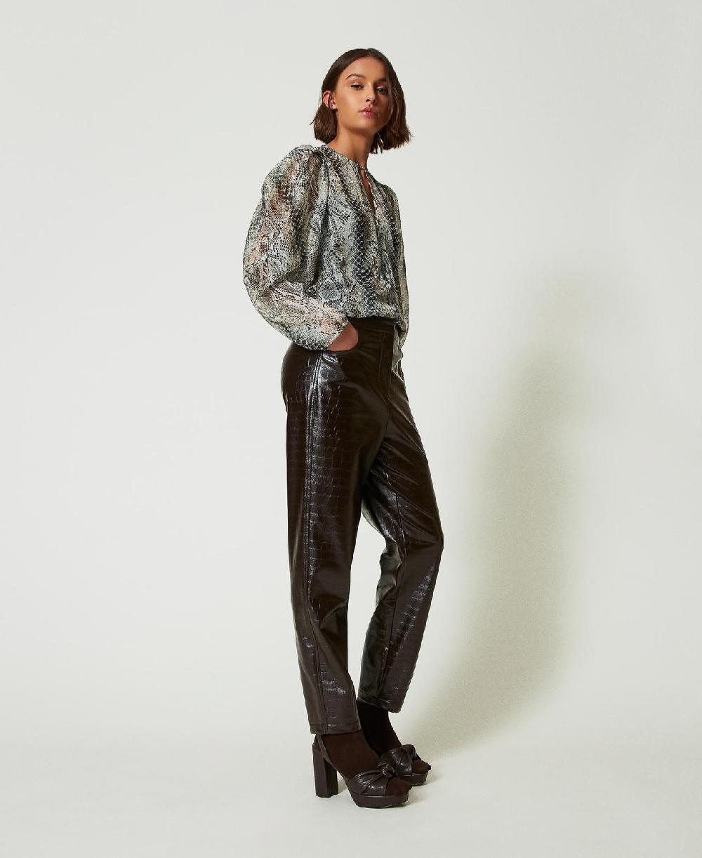 Scee by twin set Pantaloni barrel fit con stampa animalier Ultimo giorno
