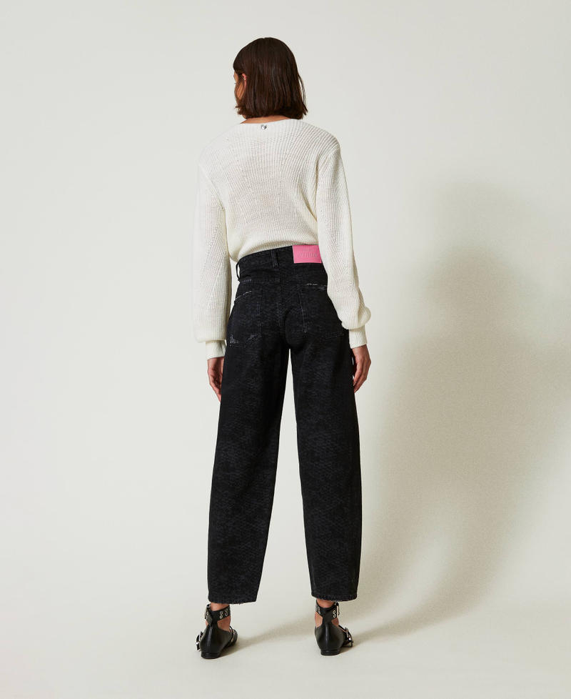 Scee by twin set Jeans barrel fit con stampa snake Fino al 65% di sconto