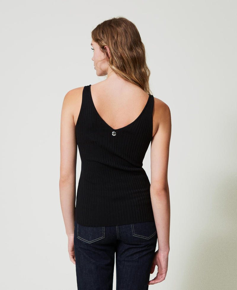 Scee by twin set Top in maglia a costine con perline Offerta speciale della fabbrica