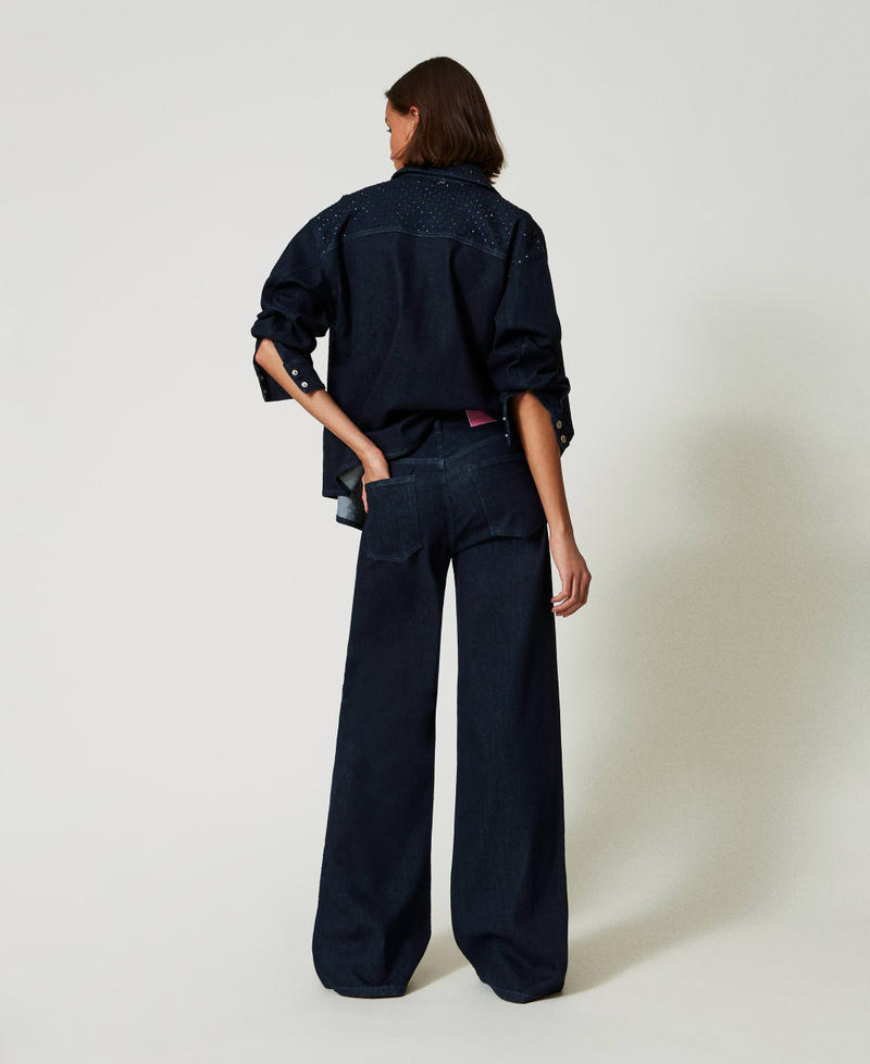 Scee by twin set Jeans wide leg in full strass Sostegno trimestrale