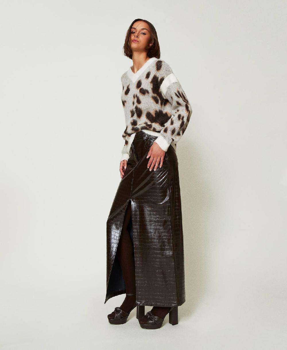 Scee by twin set Gonna lunga con stampa animalier Super sconto