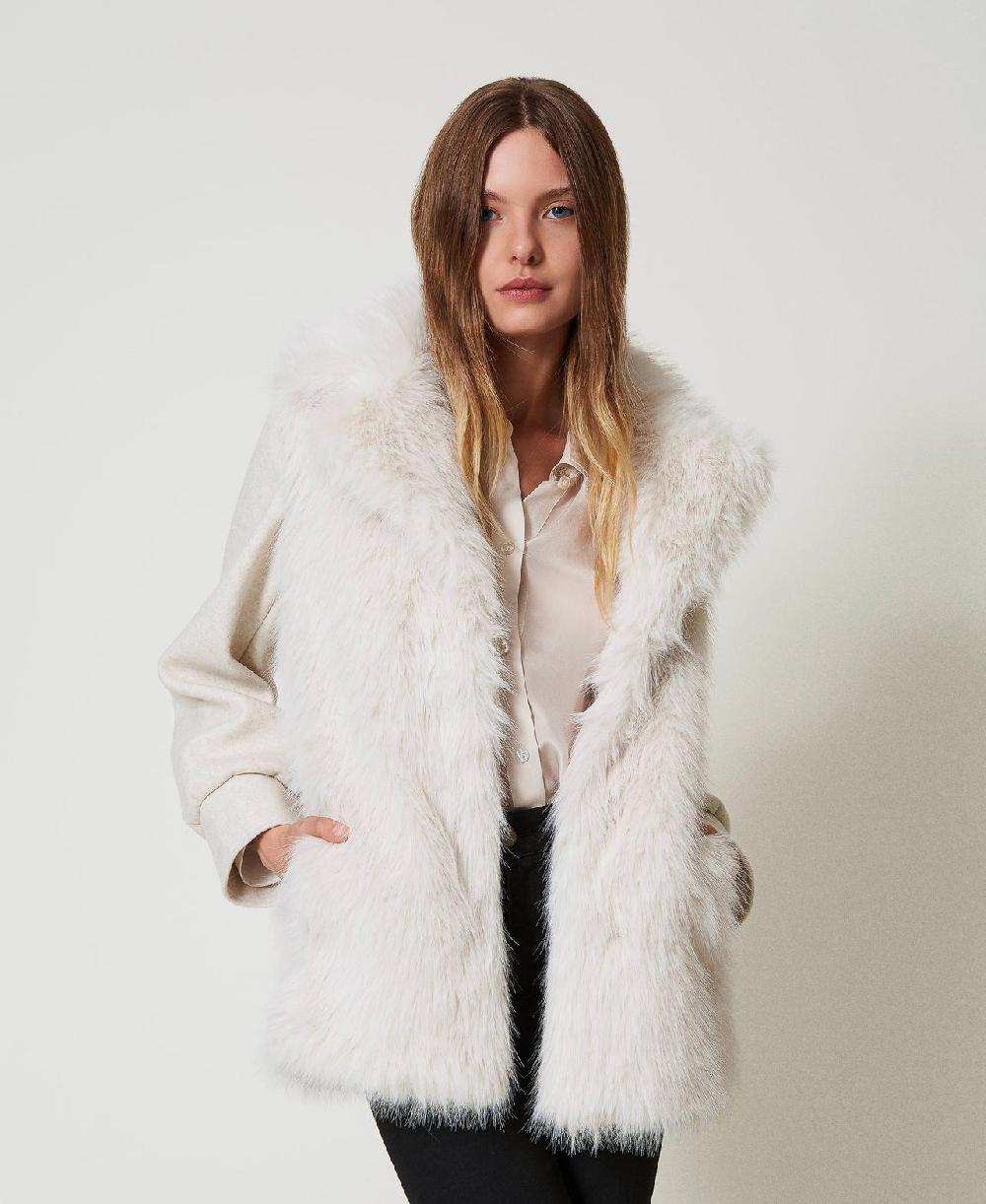 Scee by twin set Cappotto in panno e faux fur Trasporto libero internazionale