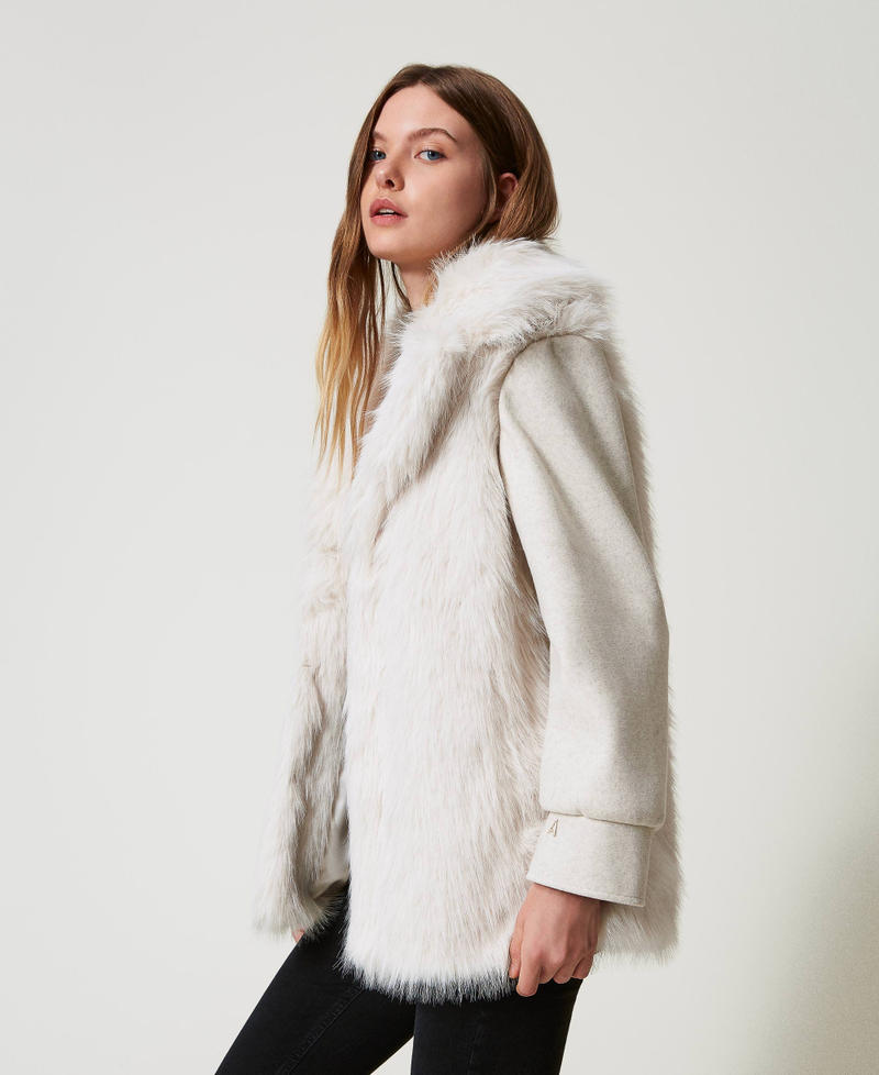 Scee by twin set Cappotto in panno e faux fur Trasporto libero internazionale
