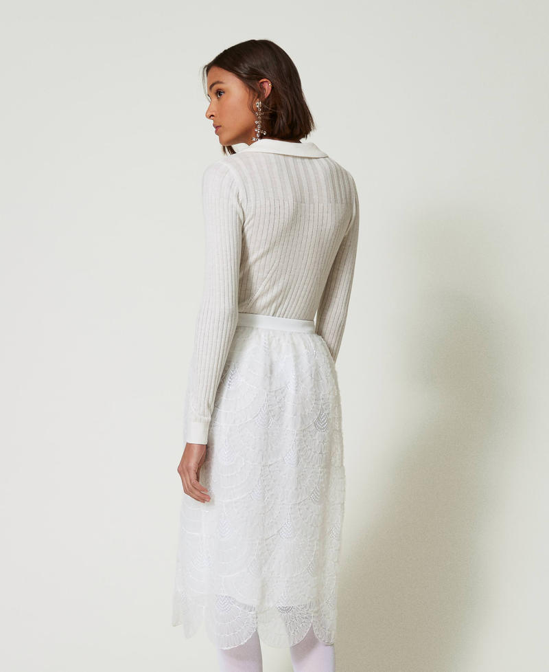 Scee by twin set Gonna longuette in organza con ricami 2025