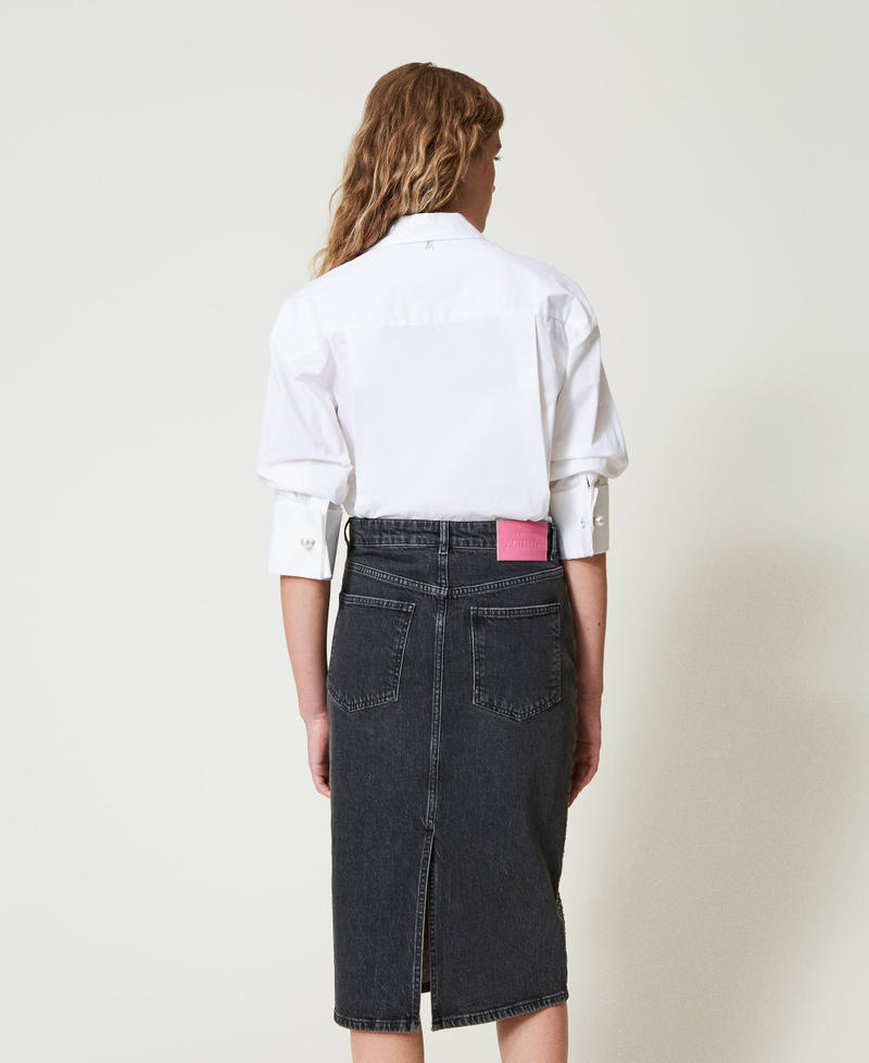 Scee by twin set Gonna longuette in jeans con strass Pezzi Unici