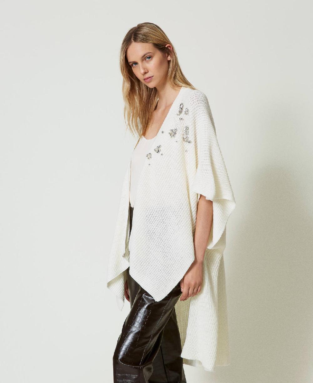 Scee by twin set Poncho in maglia con ricami Soddisfazione Garantita