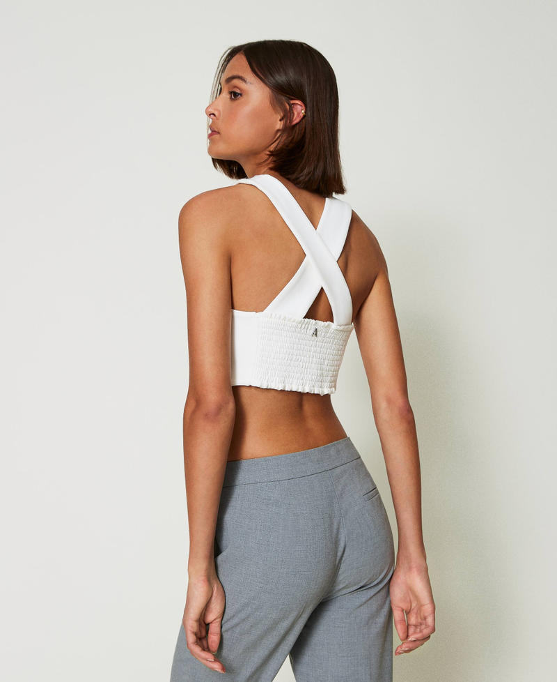 Scee by twin set Top in crêpe cady e organza ricamata Qualità Garantita