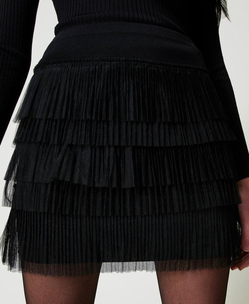Scee by twin set Minigonna in maglia con balze in tulle Fino Al -60%