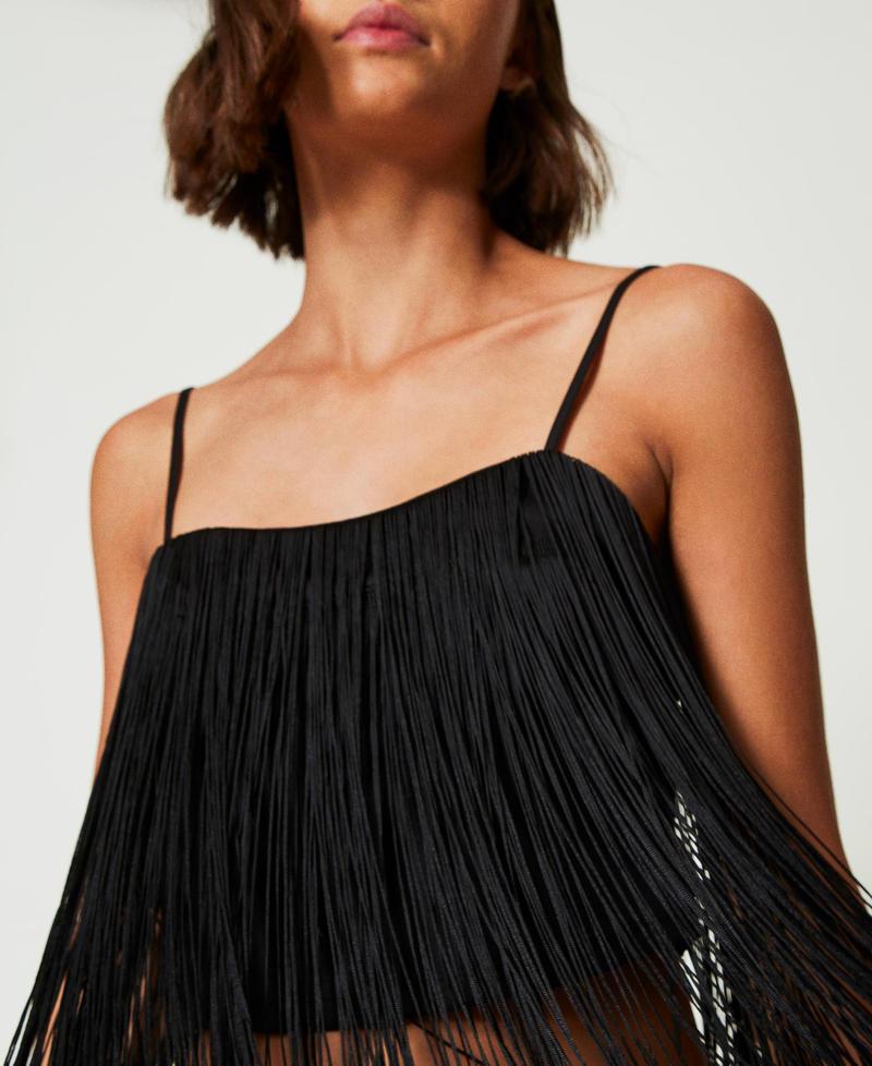 Scee by twin set Top corto MYFO con frange Sconto