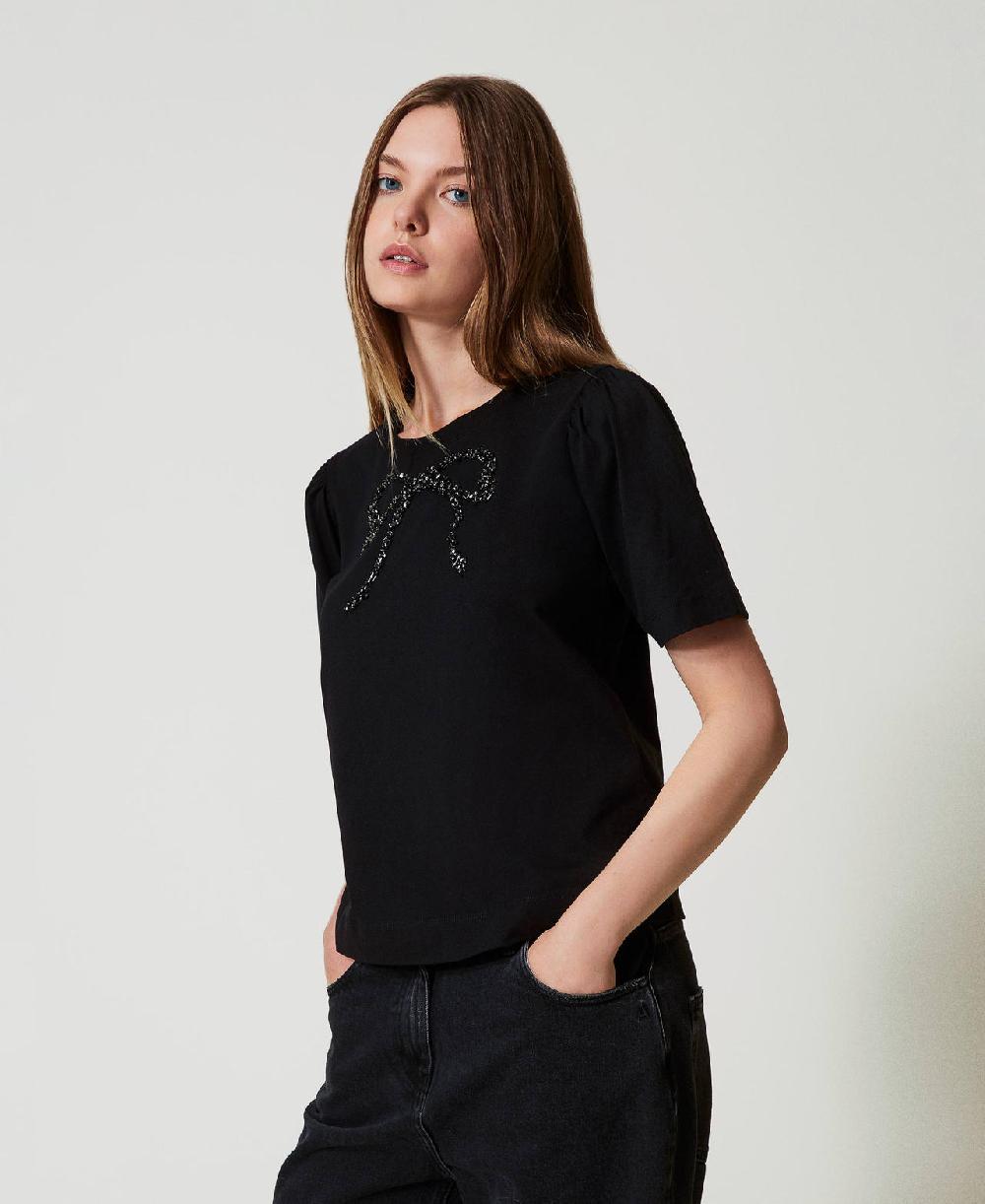 Scee by twin set T-shirt con ricamo a fiocco Offerta