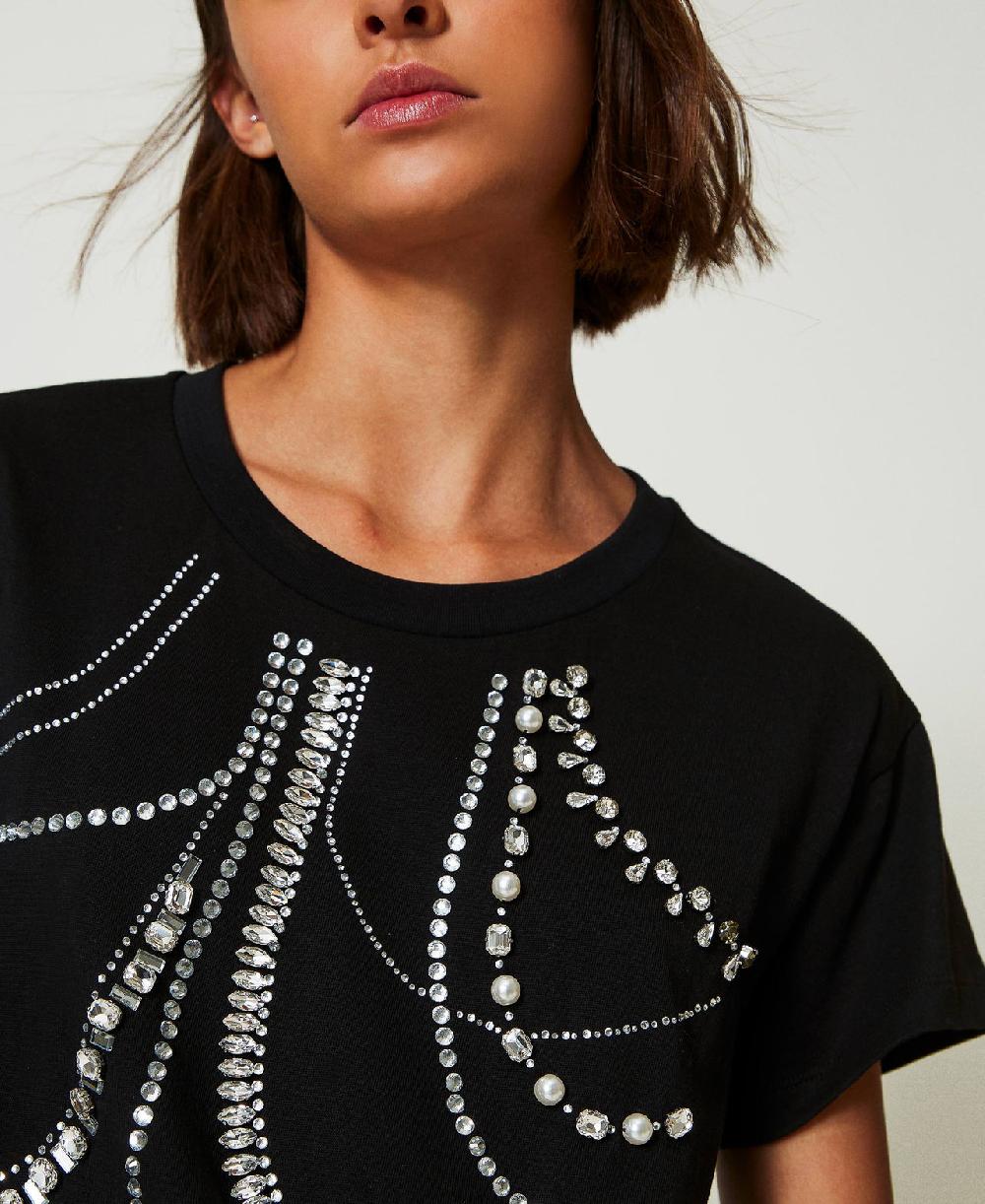 Scee by twin set T-shirt con ricami e perle Online