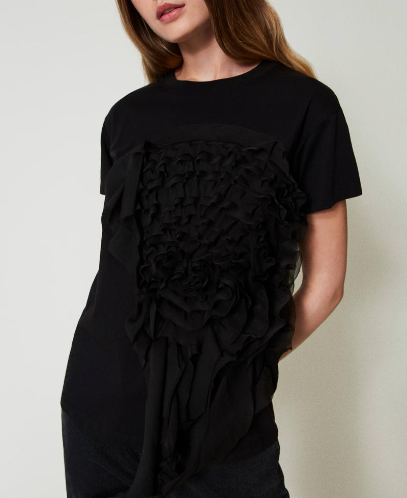 Scee by twin set T-shirt con volant in creponne In Vendita