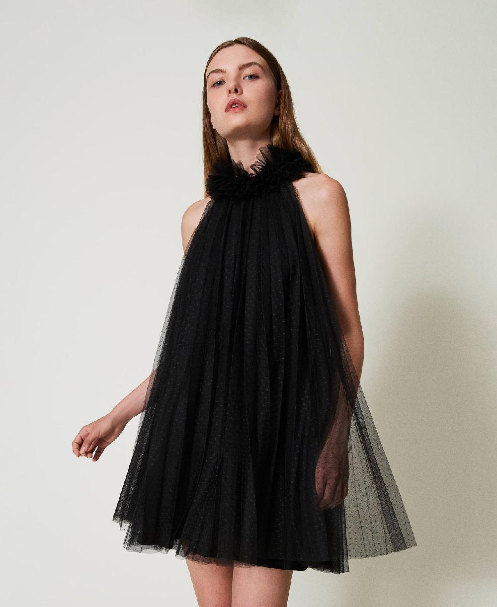 Scee by twin set Abito corto in tulle plissé Saldi Di Fabbrica
