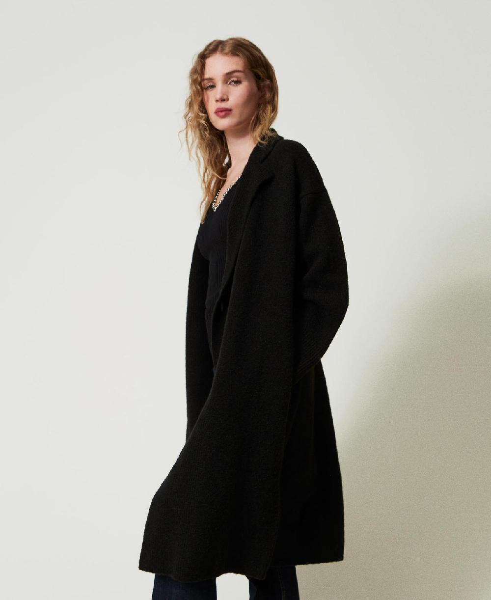 Scee by twin set Cappotto in filato riciclato bouclé Vendite Flash