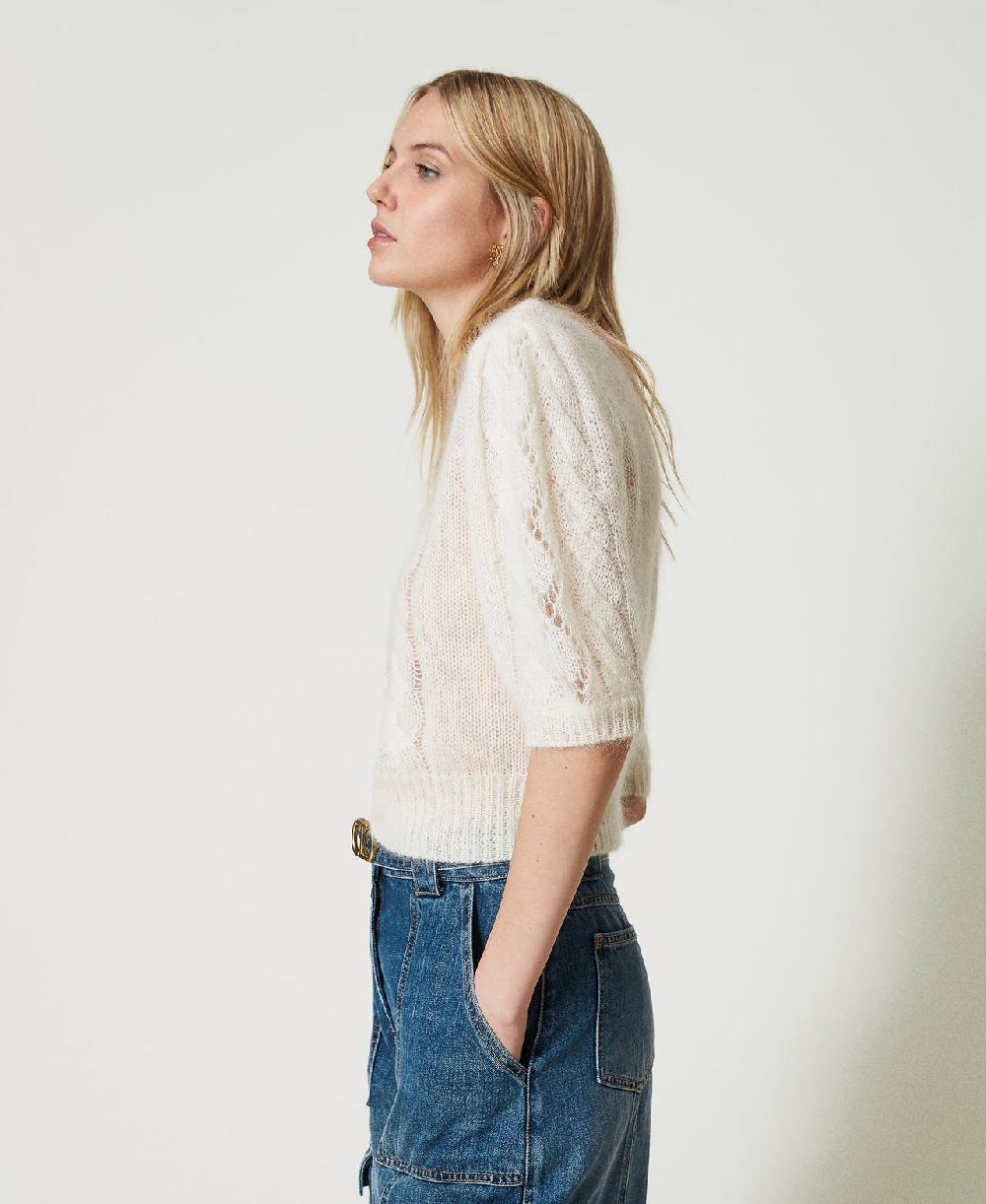Scee by twin set Maglia in lana e mohair con pizzo Comprare a buon mercato