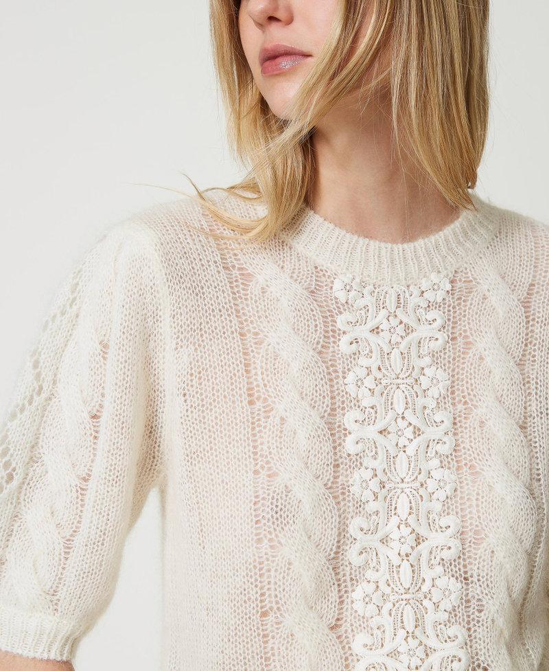 Scee by twin set Maglia in lana e mohair con pizzo Comprare a buon mercato