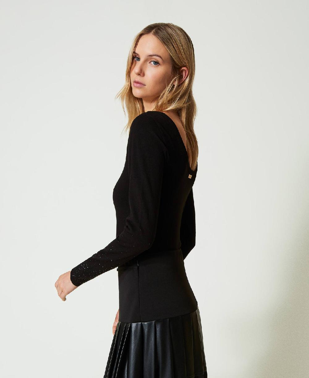 Scee by twin set Maglia con strass in dégradé Vendite stagionali