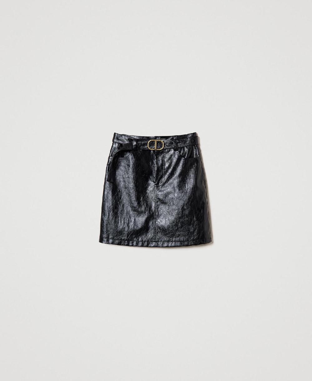 Scee by twin set Minigonna effetto pelle con cintura Cyber Monday