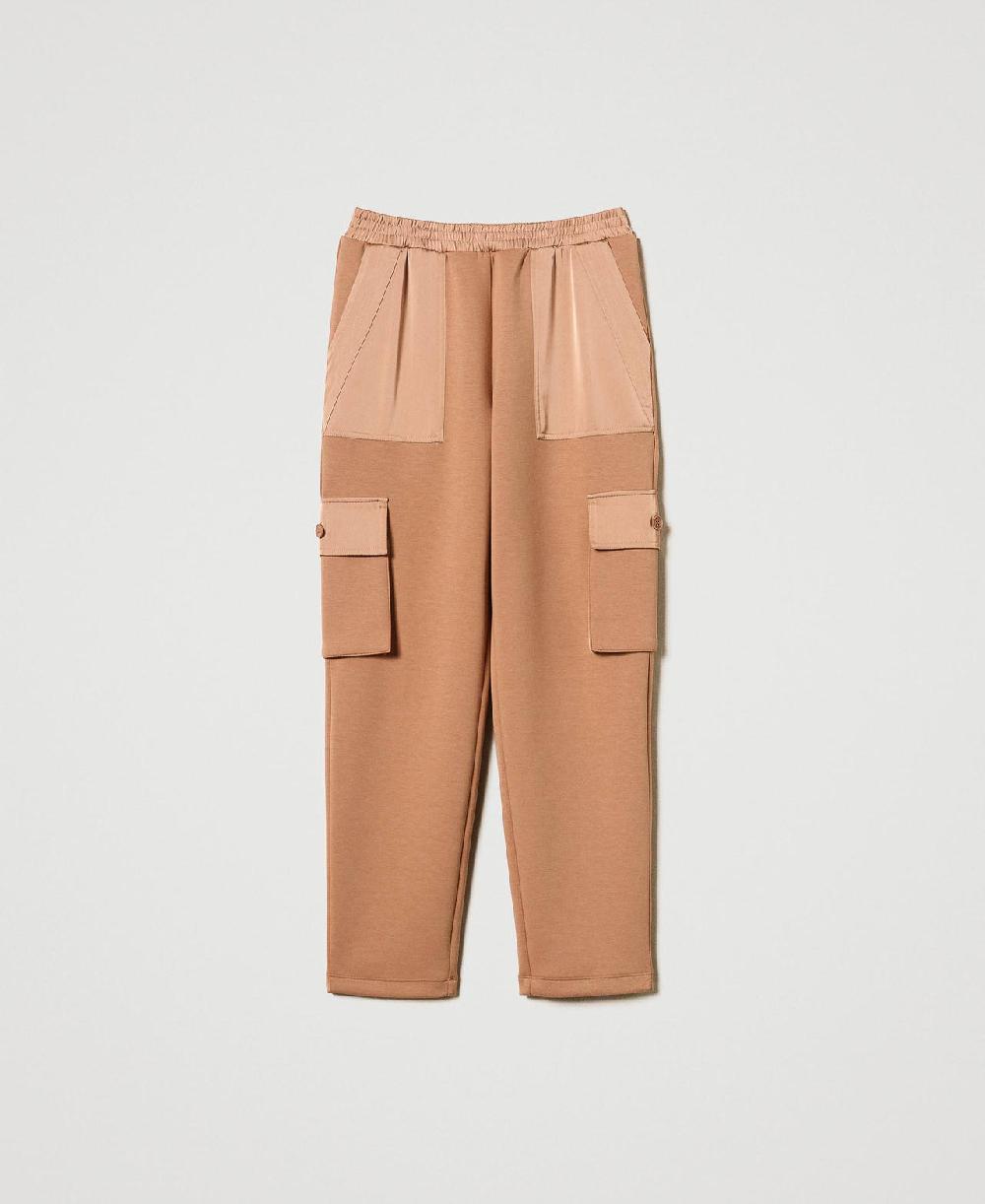Scee by twin set Pantaloni cargo in tessuto scuba e raso Offerta San Valentino