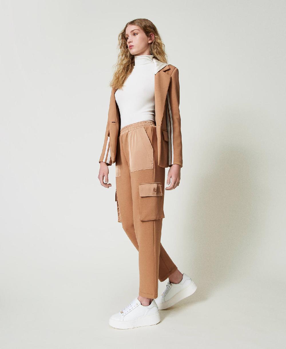 Scee by twin set Pantaloni cargo in tessuto scuba e raso Offerta San Valentino