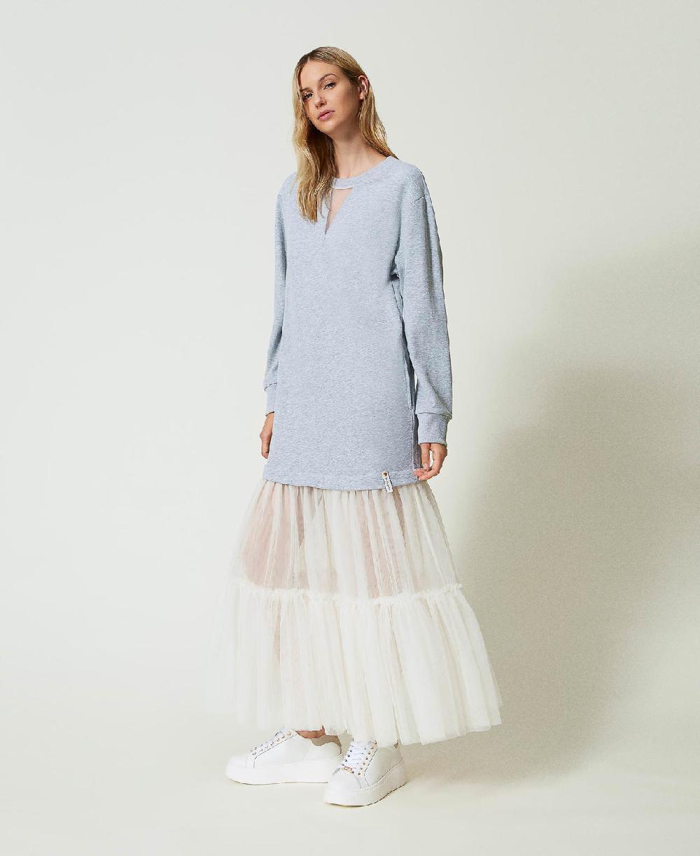 Scee by twin set Abito lungo in felpa e tulle Smaltimento dello stoccaggio